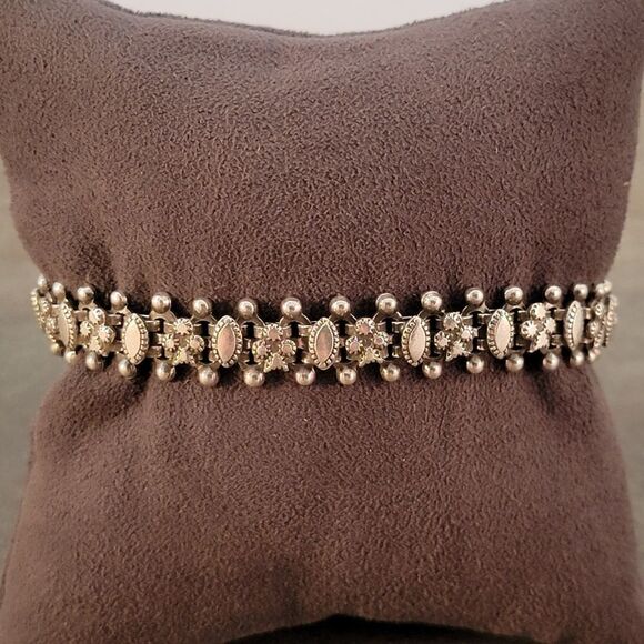 Vintage 900 Silver Artisan Ornate Beaded Rashod Arts Bracelet - Picture 3 of 8